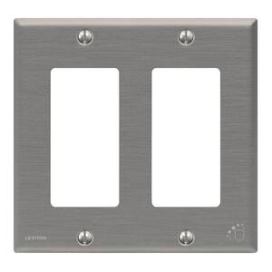 Stainless Steel Anti-Microbial 2-Gang Decorator/Rocker Wall Plate (1-Pack)