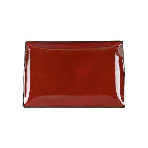 GIBSON elite Soho Lounge 12 in. Rectangular Red Earthenware Platter
