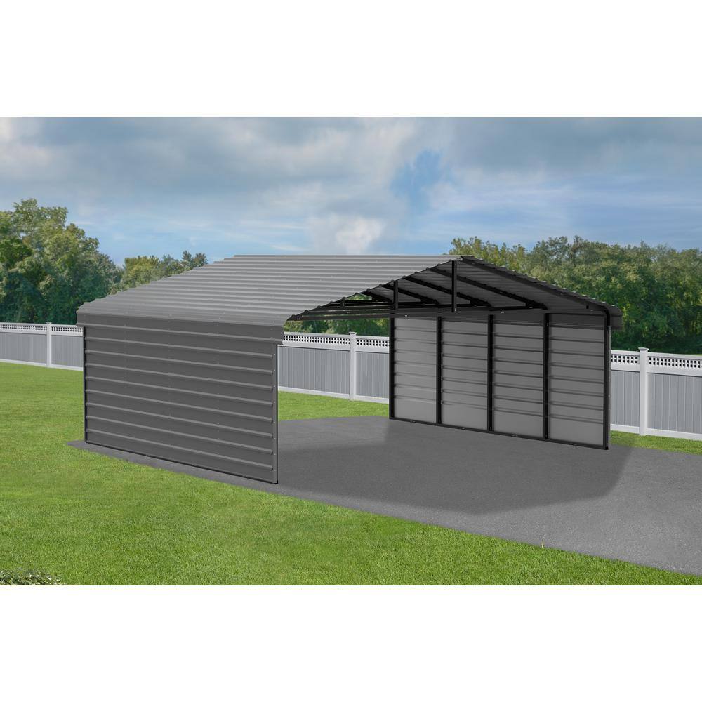 20' x 20' Charcoal Steel Carport Kit with Enclosure