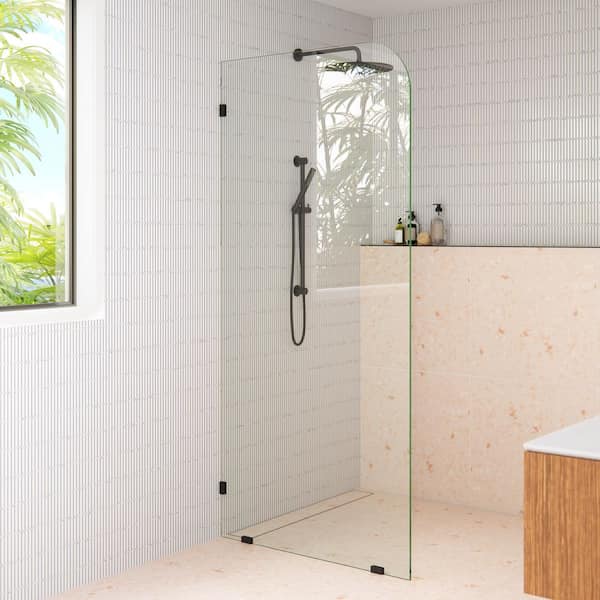 36 in. W x 78 in. H Single Panel Radius Fixed Frameless Shower Door