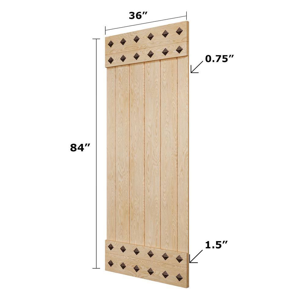 Mid-Century Unfinished Solid Wood 84" Barn Door Slab