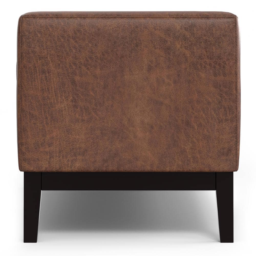 Amber 48" Distressed Saddle Brown Faux Leather Storage Ottoman
