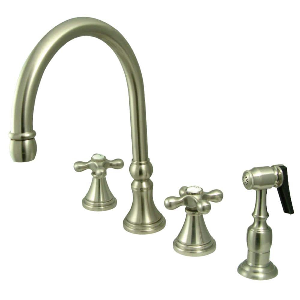 Governor 2-Handle Standard Kitchen Faucet with Side Sprayer in Brushed Nickel -  Kingston Brass, HKS2798AXBS