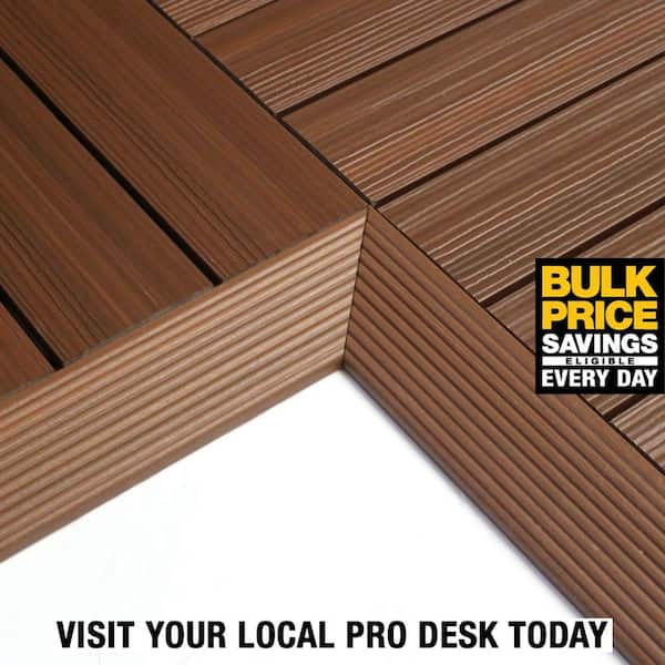 1/6 ft. x 1 ft. Quick Deck Composite Deck Tile Inside Corner Fascia in Brazilian Ipe (2-Pieces/Box)