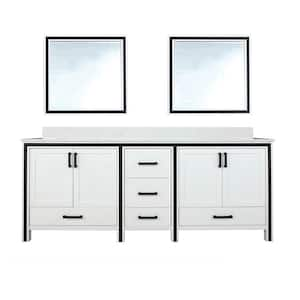 Ziva 84 in W x 22 in D White Double Bath Vanity, Cultured Marble Top and 34 in Mirrors