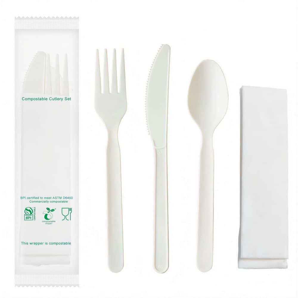 200-Set 7 in. Plastic Compostable Cutlery Kits, 4-in-1 Individually Wrapped Disposable Utensils price history on PriceWatchPro