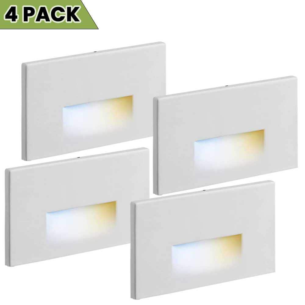 120 Lumen White Integrated LED Battery Operated Stair Light, 3W, 3000K-5000K Dimmable, Waterproof, Outdoor/Indoor-4 Pack price history on PriceWatchPro