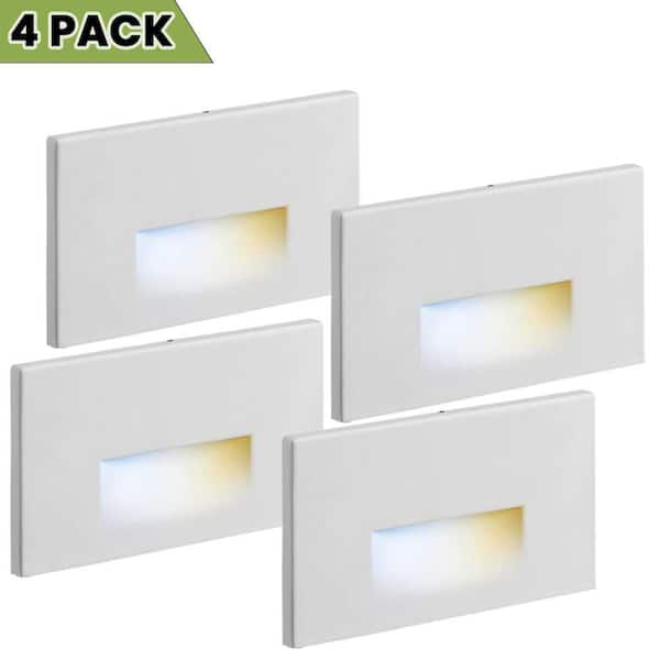 120 Lumen White Integrated LED Battery Operated Stair Light, 3W, 3000K-5000K Dimmable, Waterproof, Outdoor/Indoor-4 Pack