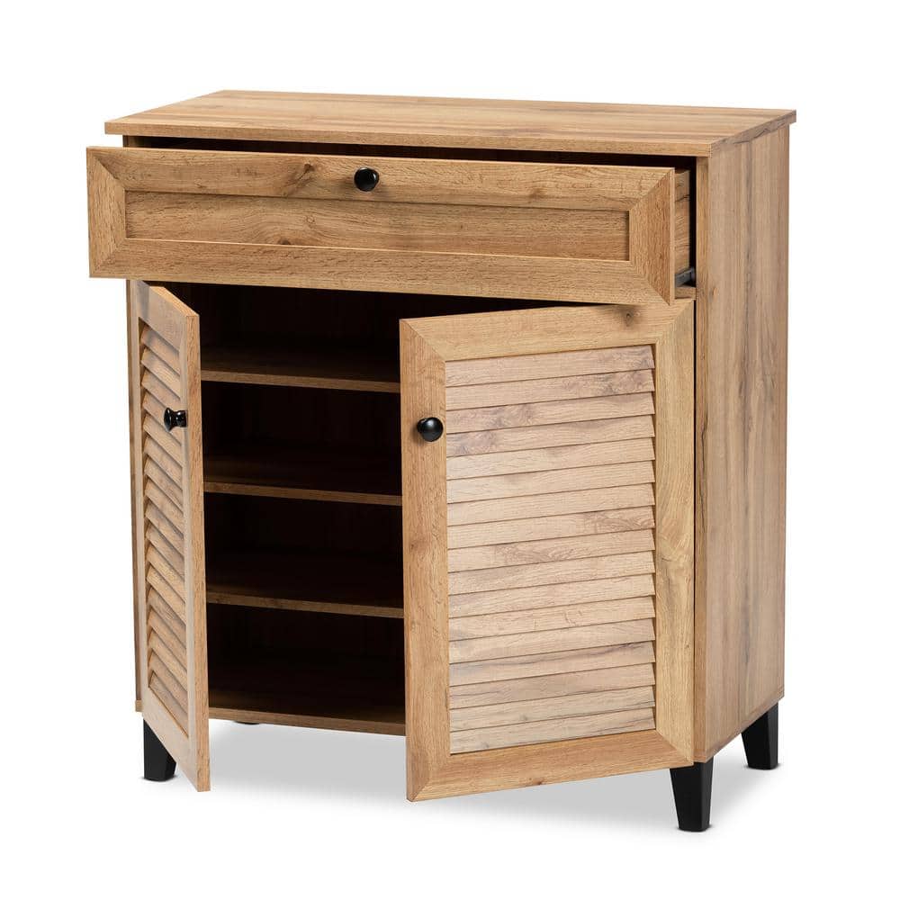 Coolidge Oak Brown Wood Rectangular Footwear Storage Cabinet