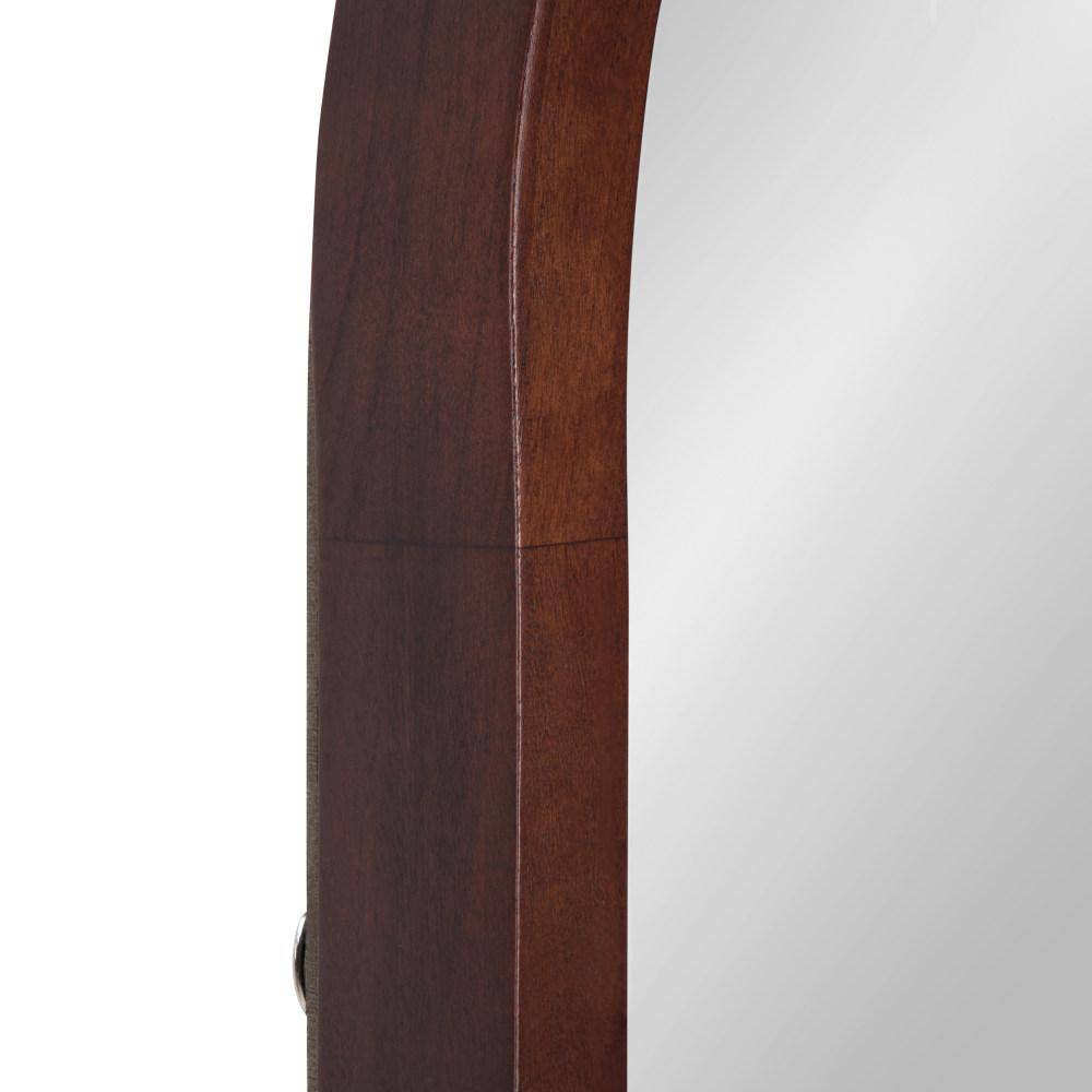 Walnut Brown Arched Wood Vanity Mirror