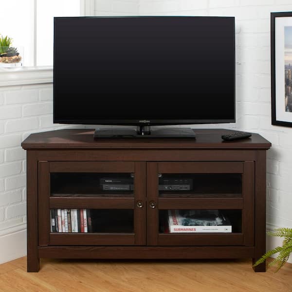 Cordoba 44 in. Espresso Composite Corner TV Stand 48 in. with Glass Doors