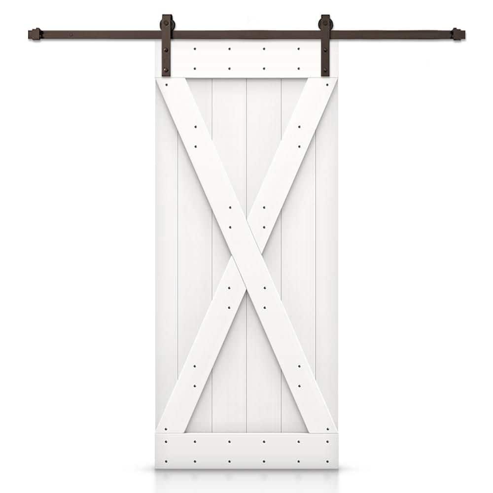 24" x 84" White Stained Knotty Pine Barn Door with Oil-Rubbed Bronze Hardware