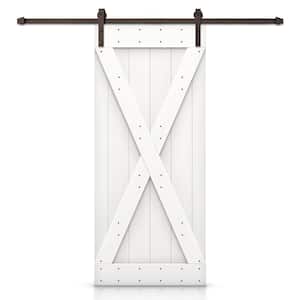 40 in. x 84 in. X-Series White Stained DIY Wood Interior Sliding Barn Door with Hardware Kit