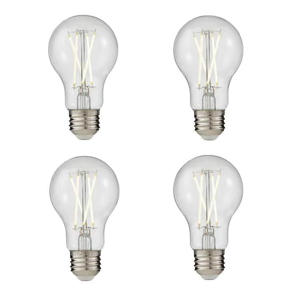 EcoSmart 60-Watt Equivalent A19 Dimmable Edison LED Light Bulb True White (4-Pack)