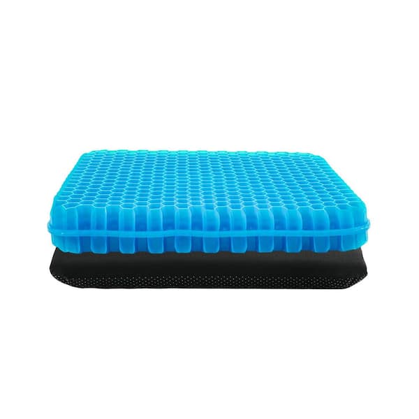 Black Waffle Gel Seat Cushion for Office Chair, Extra Thick and Soft Pressure Relief Pad for Long Sitting, Set of 1