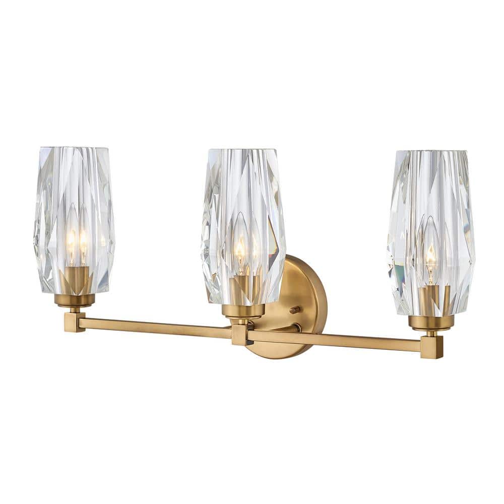 Heritage Brass 3-Light Dimmable Vanity with Faceted Crystal Shades