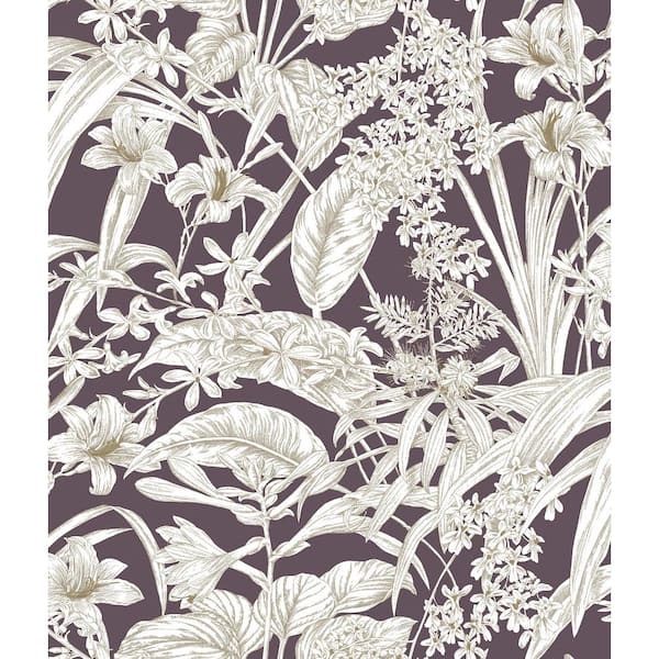 York Wallcoverings Orchid Conservatory Toile Mulberry Wallpaper Roll
