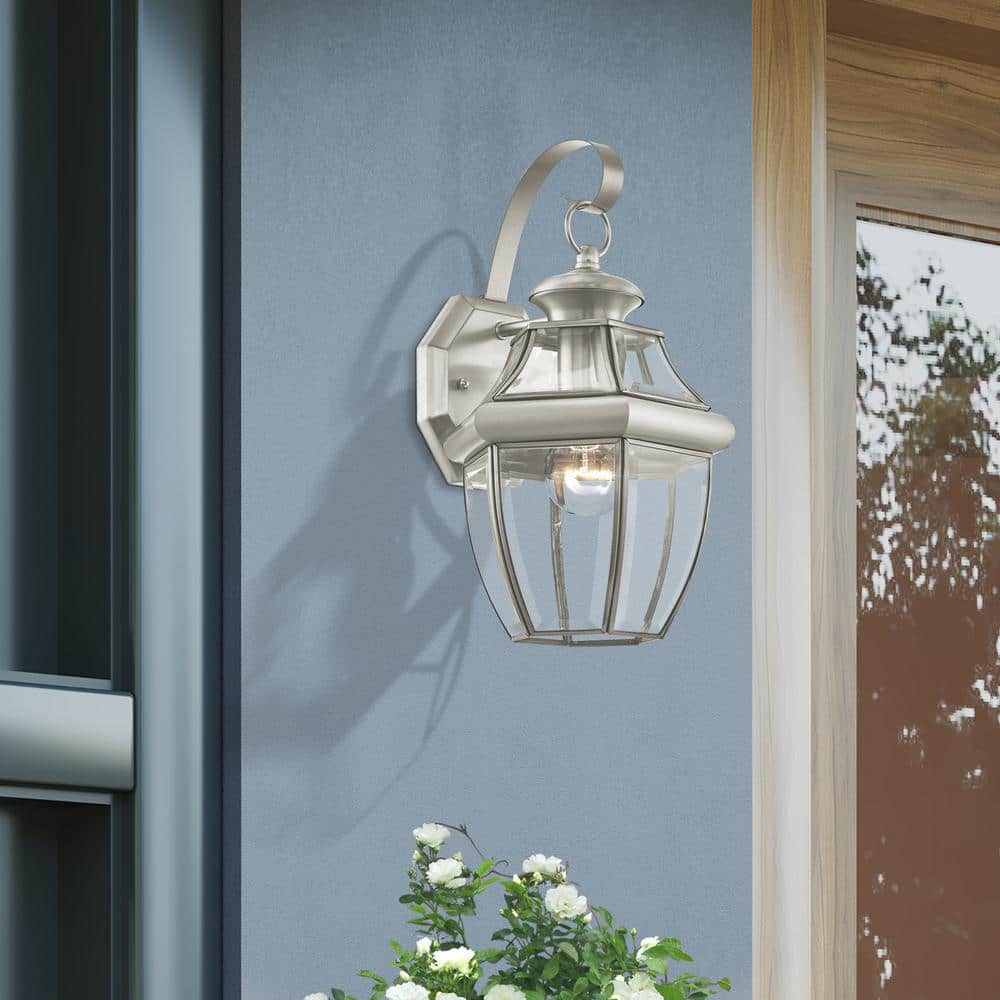 Brushed Nickel Traditional Outdoor Wall Sconce with Dome Shade