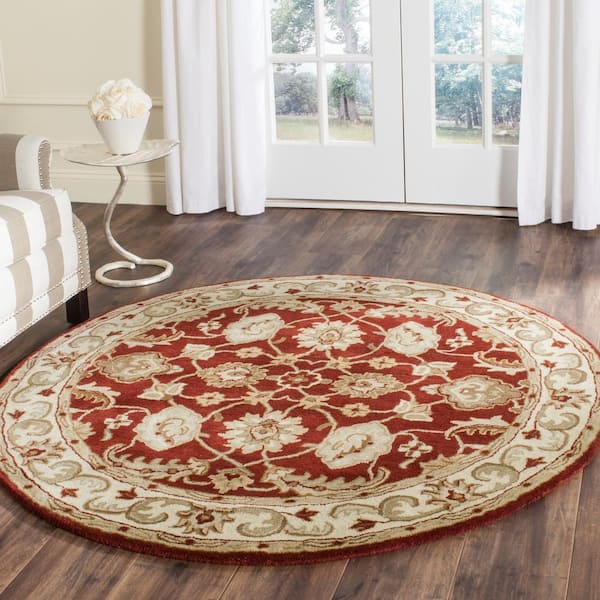 Royalty Red/Ivory 7 ft. x 7 ft. Round Border Area Rug