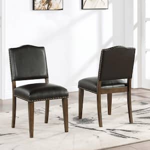 Denver Brown Faux Leather Dining Chair - Set of 2 with Nail Head Trim