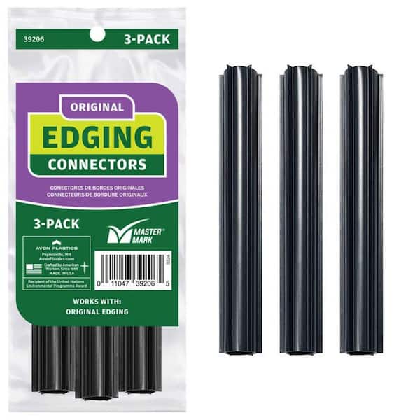 Master Mark 4.5 in. x 0.75 in. Black Original Plastic Edging Coupler (3-Pack)