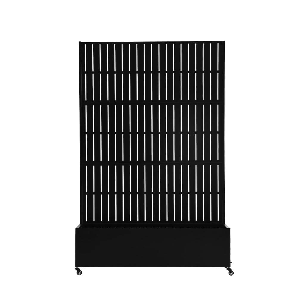 70.8 in. H × 47.2 in. W Black Privacy Metal Garden Fence Screen Panels with Planter Box and Lockable Wheels price history on PriceWatchPro