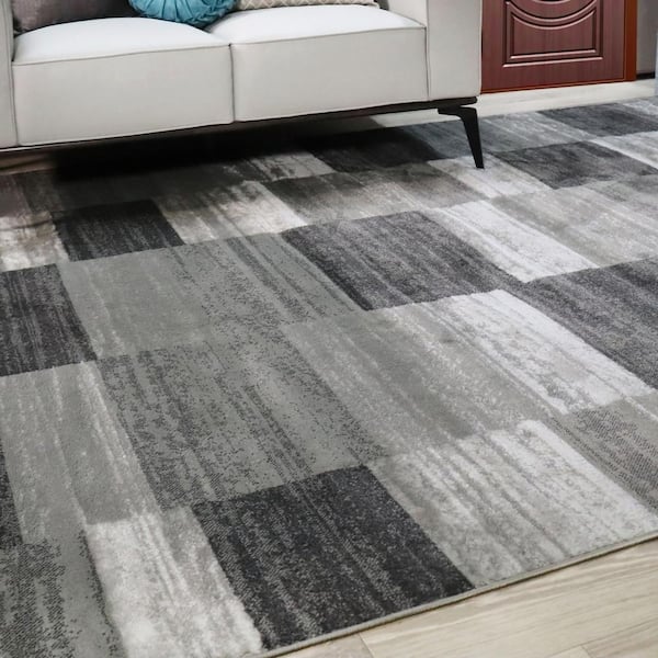 Cheap Modern Silver Blue Grey Large XL Rug Abstract Stripe Mat Cheapest Rugs UK 