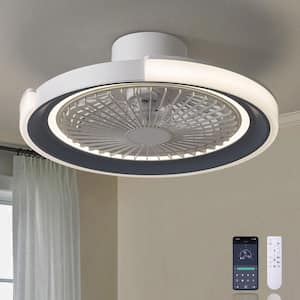 20 in. Indoor Dimmable LED Light Small White Ceiling Fan Low Profile Ceiling with Remote Control