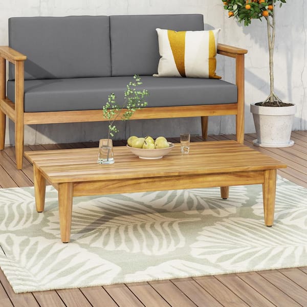 Noble House Magnolia Teak Brown Rectangle Wood Outdoor Coffee Table