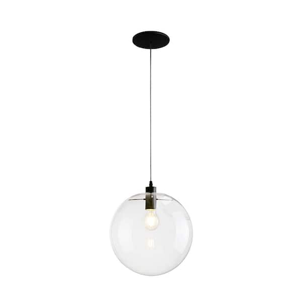 RRTYO Dominique 1-Light Black Single Globe Pendant Light with Clear Glass Shade