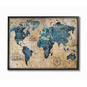 16 in. x 20 in. "Vintage Abstract World Map" by Art Licensing Studio Framed Wall Art