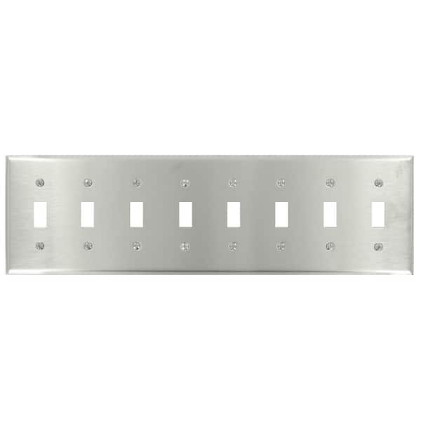 Leviton Stainless Steel 8-Gang Toggle Wall Plate (1-Pack)
