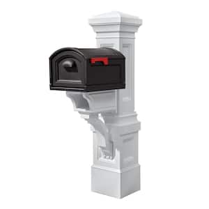 Atherton Grand Classic White Mail Post and XL Black Mailbox