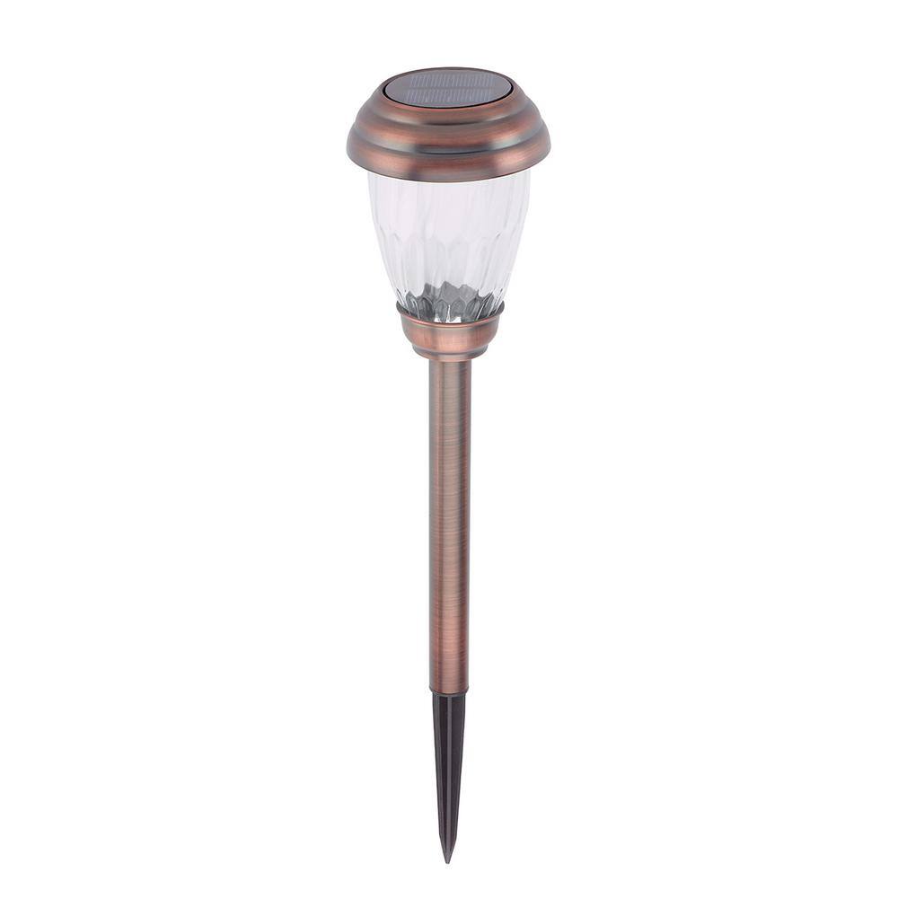 Antique Bronze Solar Pathway Lights with Glass Shade, 6-Pack