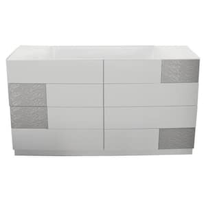 Naple 8-Drawer Silver Dresser 30.5 in. H x 55 in. W x 17 in. D