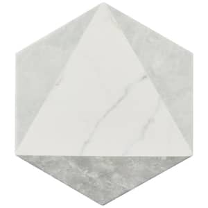 Take Home Tile Sample - Classico Carrara Hexagon Peak 8 in. x 7 in. Porcelain Floor and Wall
