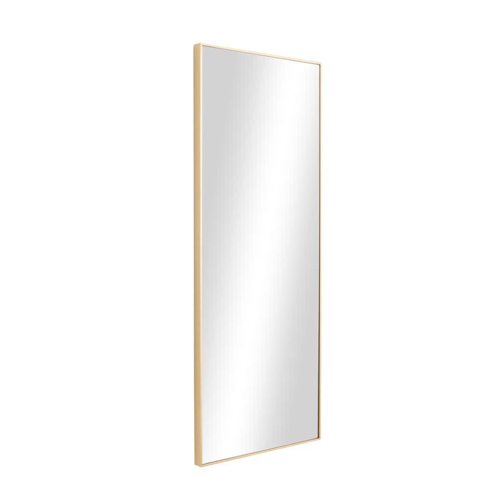 Elegant Gold-Framed Rectangular Wood Wall Mirror, 14" x 36"