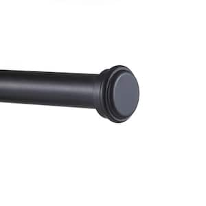 Topper 36 in. - 72 in. Adjustable 1 in. Single Curtain Rod Kit in Matte Black with Finial