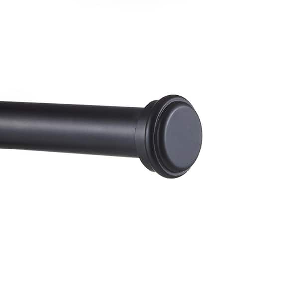 EXCLUSIVE HOME Topper 36 in. - 72 in. Adjustable 1 in. Single Curtain Rod Kit in Matte Black with Finial