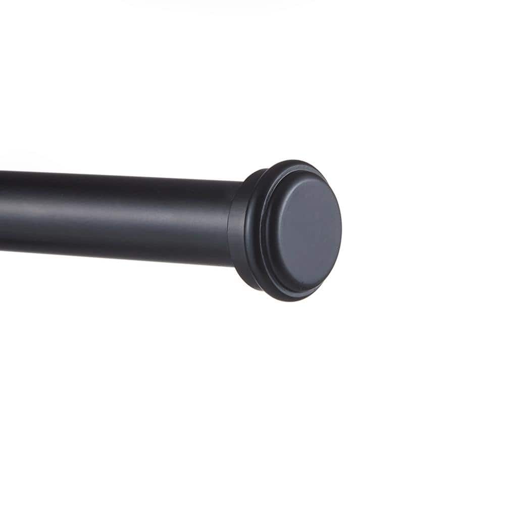 Matte Black Adjustable Curtain Rod with Finials, 66"-120"
