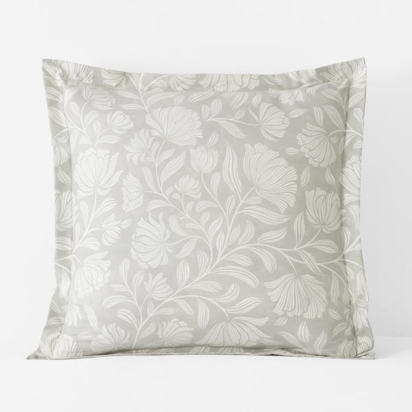 The Company Store Legends Hotel Maytime Wrinkle-Free Light Gray Sateen Euro Sham