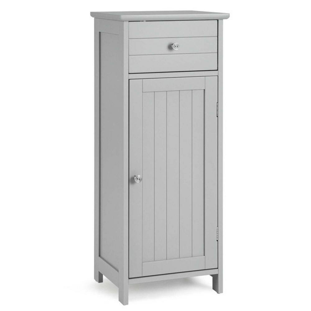 14 in. W x 12 in. D x 34.5 in. H Gray Linen Cabinet Wooden Bathroom Floor S