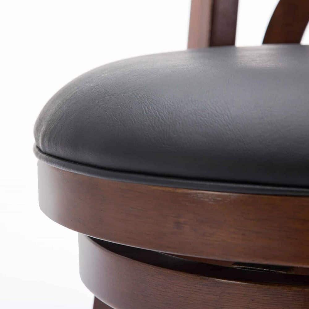 Cherry Wood Swivel Bar Stool with Leatherette Seat