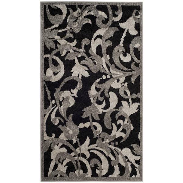 SAFAVIEH Amherst Anthracite/Light Gray Doormat 3 ft. x 5 ft. Border Area Rug