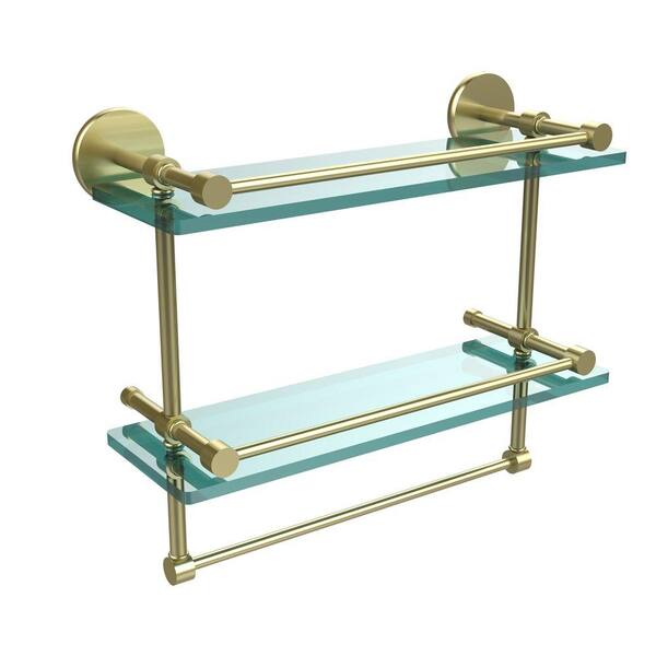 brass and glass bathroom shelf