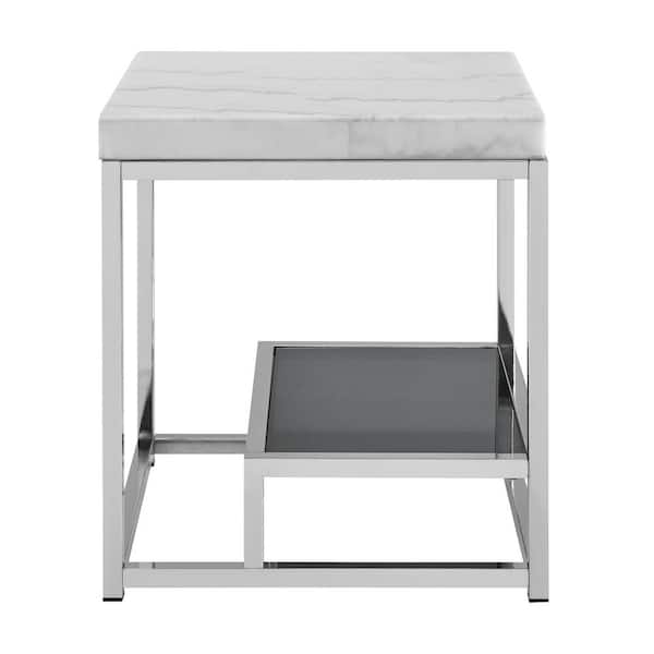 Steve Silver Aston 22 in. White Marble Top End Table