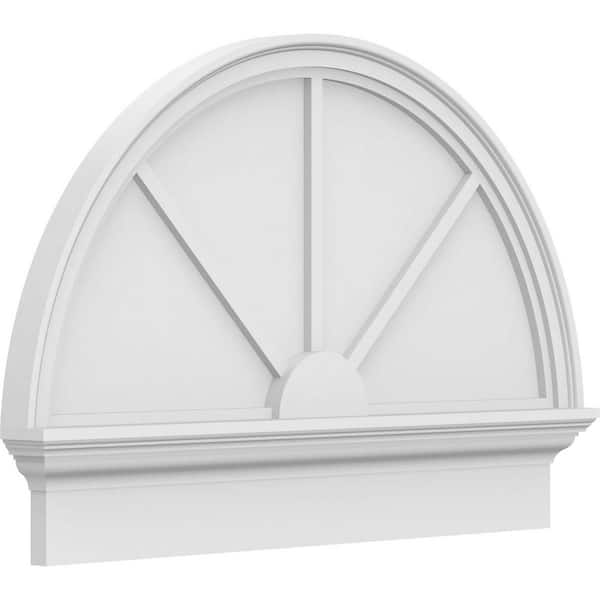 Ekena Millwork 2-3/4 in. x 34 in. x 23-3/4 in. Half Round 3-Spoke Architectural Grade PVC Combination Pediment Moulding