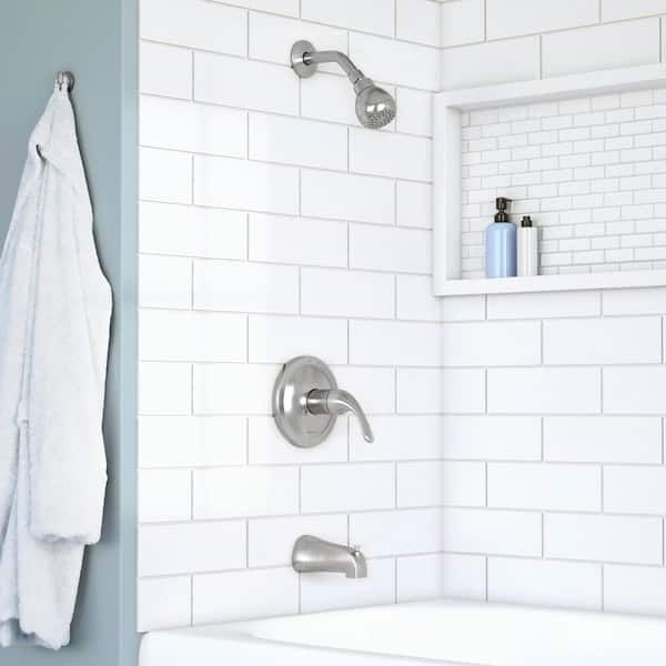 Builders Single Handle 1-Spray Tub and Shower Faucet 1.8 GPM in Brushed Nickel (Valve Included)