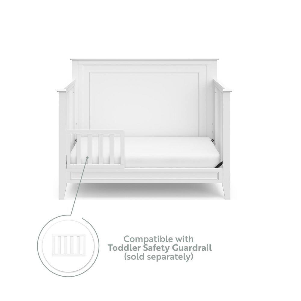 White 5-in-1 Convertible Crib with Mattress Protector