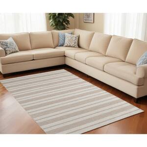 Ivory 8 ft. x 11 ft. Striped Area Rug